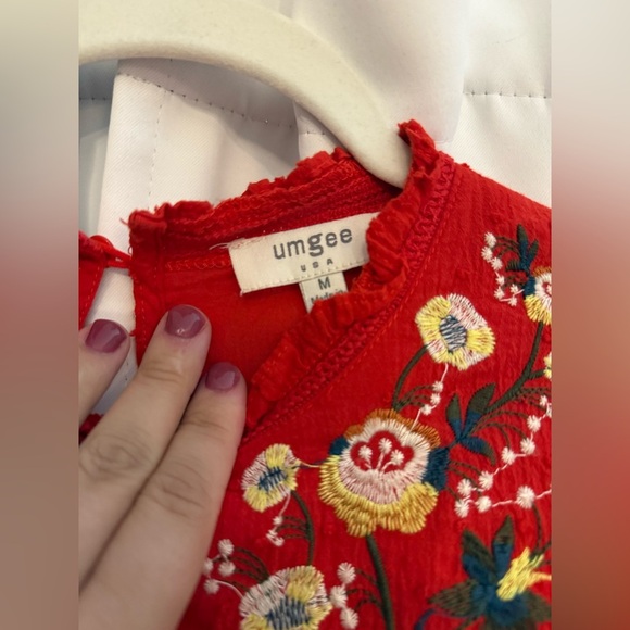 Umgee Red Dress with Floral Embroidery - Picture 3 of 4